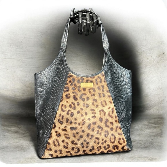 Brahmin Handbags - 🐆🖤Vintage BRAHMIN Leopard print calf hair & Genuine Leather Shopper Tote Bag🐆EUC